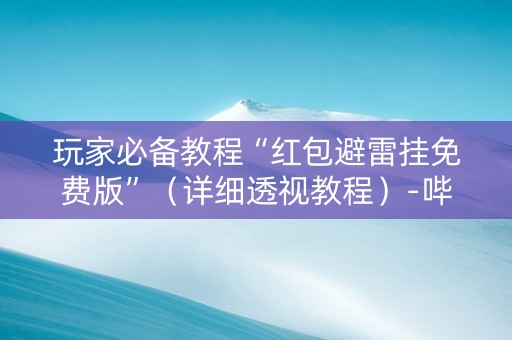 玩家必备教程“红包避雷挂免费版”（详细透视教程）-哔哩哔哩