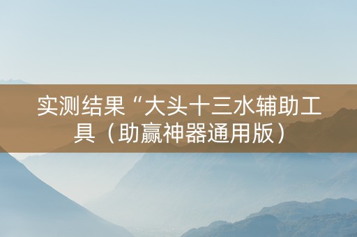 实测结果“大头十三水辅助工具（助赢神器通用版）