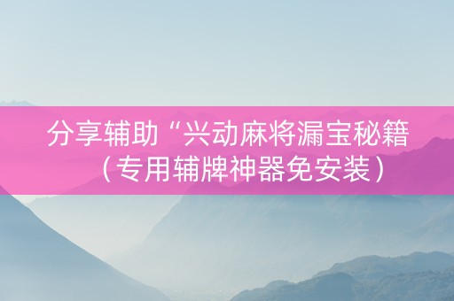 分享辅助“兴动麻将漏宝秘籍（专用辅牌神器免安装）