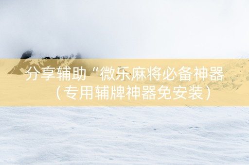 分享辅助“微乐麻将必备神器（专用辅牌神器免安装）