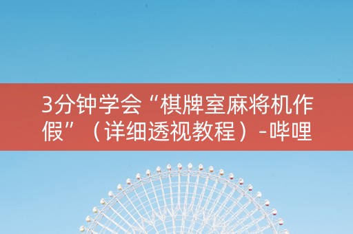 3分钟学会“棋牌室麻将机作假”（详细透视教程）-哔哩哔哩