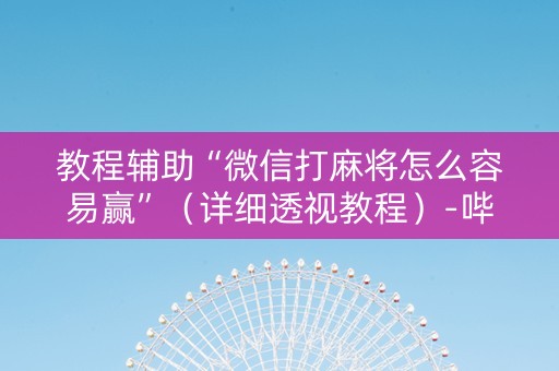 教程辅助“微信打麻将怎么容易赢”（详细透视教程）-哔哩哔哩