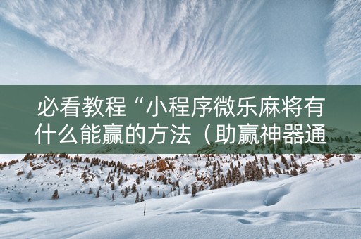 必看教程“小程序微乐麻将有什么能赢的方法（助赢神器通用版）