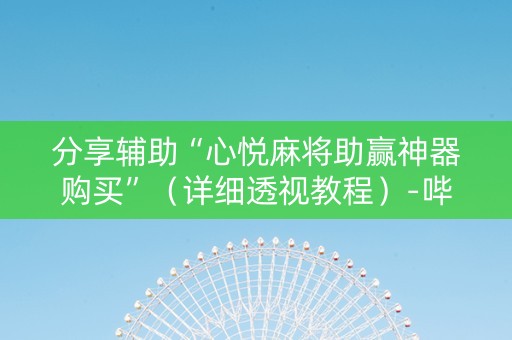 分享辅助“心悦麻将助赢神器购买”（详细透视教程）-哔哩哔哩