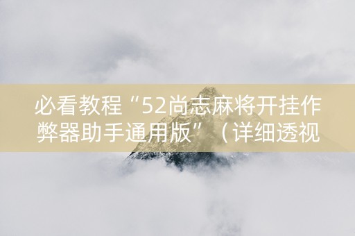 必看教程“52尚志麻将开挂作弊器助手通用版”（详细透视教程）-哔哩哔哩