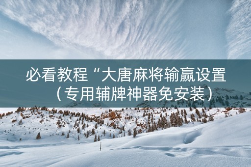 必看教程“大唐麻将输赢设置（专用辅牌神器免安装）
