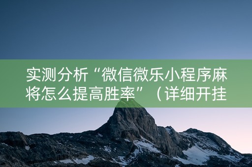实测分析“微信微乐小程序麻将怎么提高胜率”（详细开挂教程）-哔哩哔哩