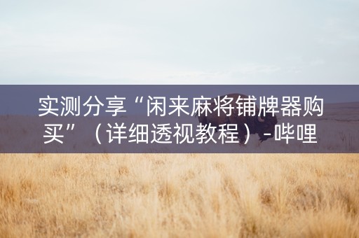 实测分享“闲来麻将铺牌器购买”（详细透视教程）-哔哩哔哩