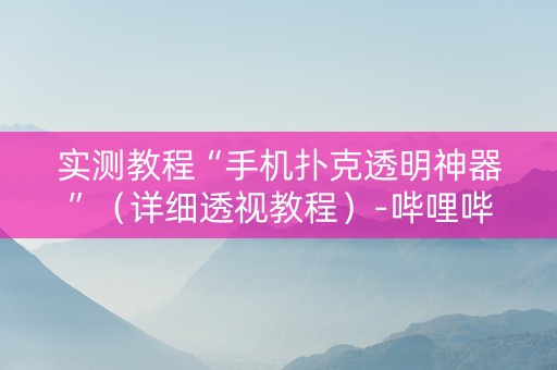 实测教程“手机扑克透明神器”（详细透视教程）-哔哩哔哩