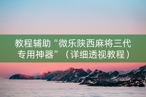 教程辅助“微乐陕西麻将三代专用神器”（详细透视教程）-哔哩哔哩
