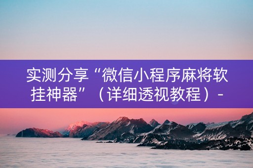 实测分享“微信小程序麻将软挂神器”（详细透视教程）-哔哩哔哩