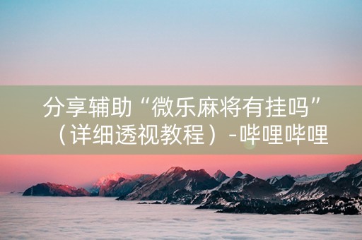 分享辅助“微乐麻将有挂吗”（详细透视教程）-哔哩哔哩