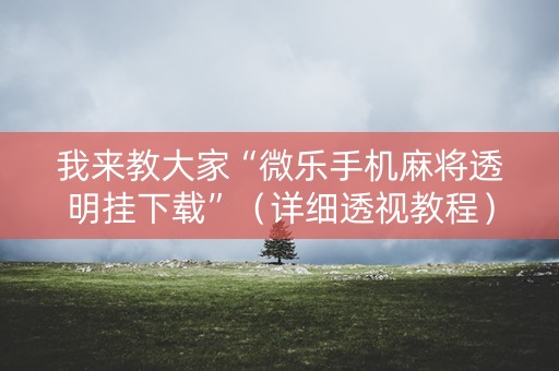 我来教大家“微乐手机麻将透明挂下载”（详细透视教程）-哔哩哔哩