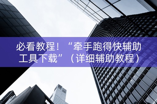 必看教程！“牵手跑得快辅助工具下载”（详细辅助教程）-哔哩哔哩