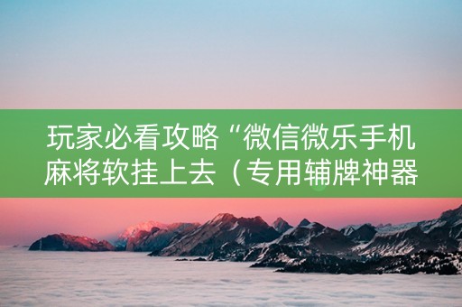 玩家必看攻略“微信微乐手机麻将软挂上去（专用辅牌神器免安装）