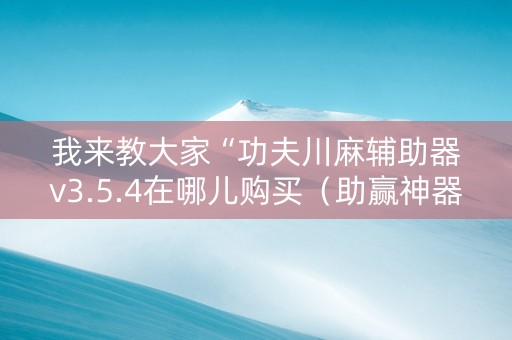 我来教大家“功夫川麻辅助器v3.5.4在哪儿购买（助赢神器通用版）