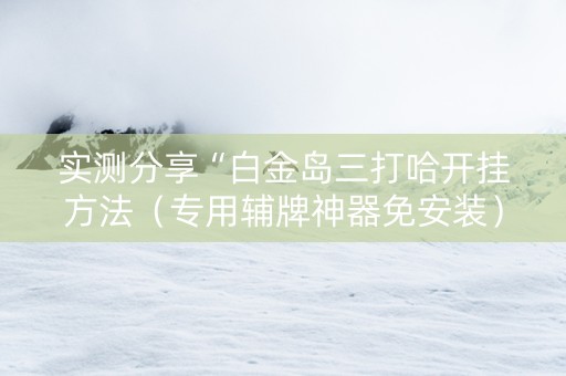 实测分享“白金岛三打哈开挂方法（专用辅牌神器免安装）