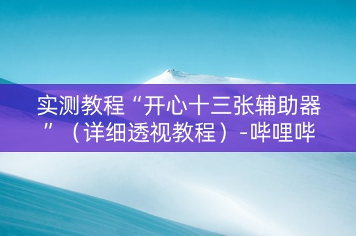 实测教程“开心十三张辅助器”（详细透视教程）-哔哩哔哩