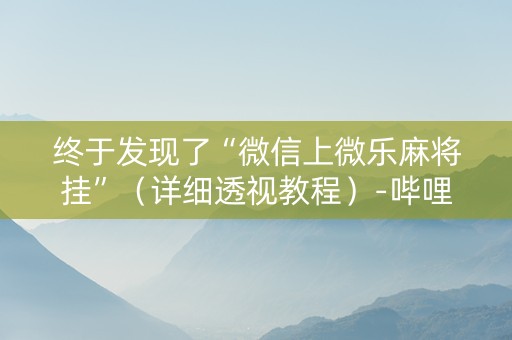 终于发现了“微信上微乐麻将挂”（详细透视教程）-哔哩哔哩