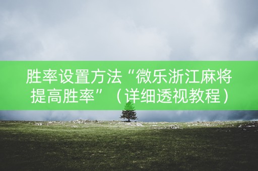胜率设置方法“微乐浙江麻将提高胜率”（详细透视教程）-哔哩哔哩