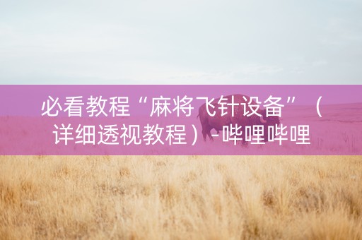 必看教程“麻将飞针设备”（详细透视教程）-哔哩哔哩