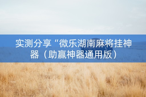 实测分享“微乐湖南麻将挂神器（助赢神器通用版）