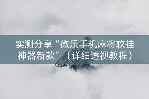 实测分享“微乐手机麻将软挂神器新款”（详细透视教程）-哔哩哔哩