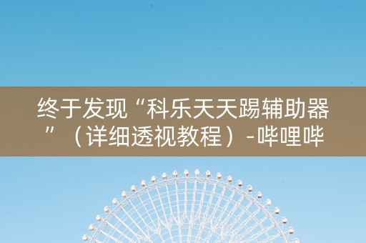 终于发现“科乐天天踢辅助器”（详细透视教程）-哔哩哔哩