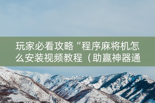 玩家必看攻略“程序麻将机怎么安装视频教程（助赢神器通用版）