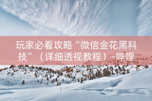 玩家必看攻略“微信金花黑科技”（详细透视教程）-哔哩哔哩