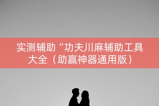 实测辅助“功夫川麻辅助工具大全（助赢神器通用版）