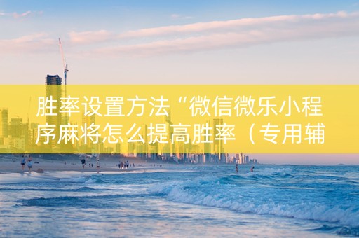 胜率设置方法“微信微乐小程序麻将怎么提高胜率（专用辅牌神器免安装）