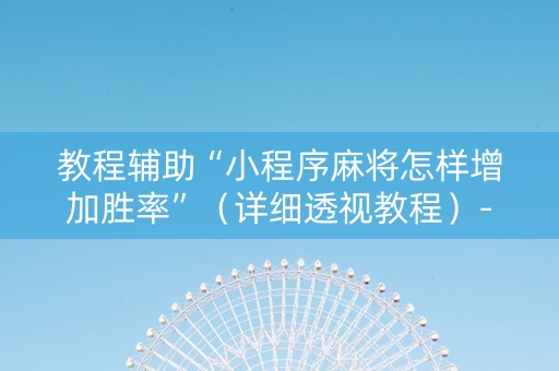 教程辅助“小程序麻将怎样增加胜率”（详细透视教程）-哔哩哔哩