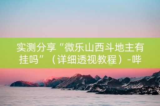 实测分享“微乐山西斗地主有挂吗”（详细透视教程）-哔哩哔哩