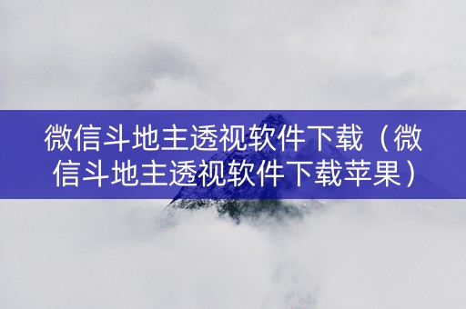 微信斗地主透视软件下载（微信斗地主透视软件下载苹果）