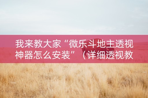 我来教大家“微乐斗地主透视神器怎么安装”（详细透视教程）-哔哩哔哩