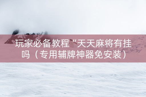 玩家必备教程“天天麻将有挂吗（专用辅牌神器免安装）