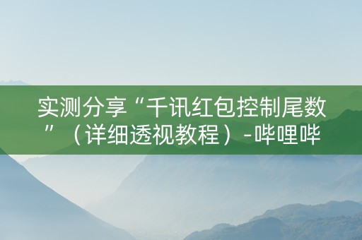 实测分享“千讯红包控制尾数”（详细透视教程）-哔哩哔哩