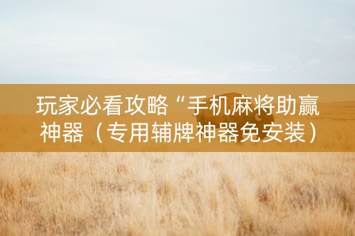 玩家必看攻略“手机麻将助赢神器（专用辅牌神器免安装）