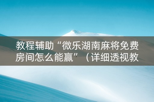 教程辅助“微乐湖南麻将免费房间怎么能赢”（详细透视教程）-哔哩哔哩