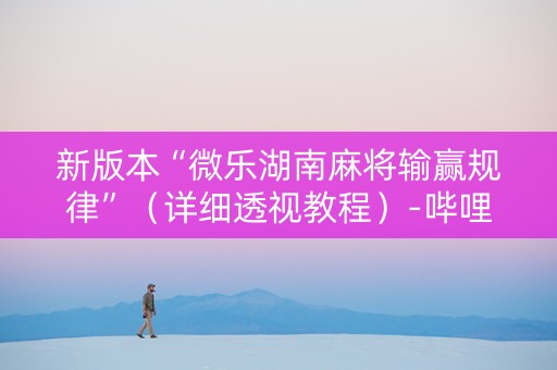 新版本“微乐湖南麻将输赢规律”（详细透视教程）-哔哩哔哩