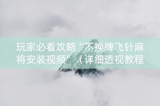 玩家必看攻略“不换牌飞针麻将安装视频”（详细透视教程）-哔哩哔哩