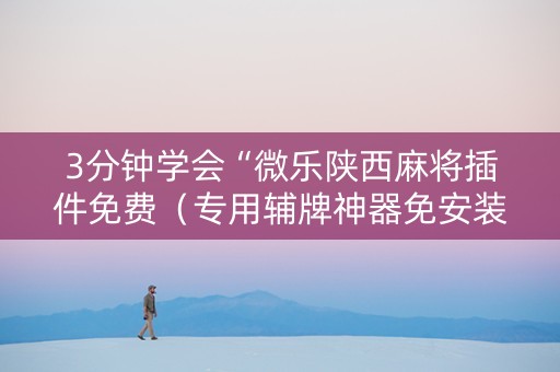 3分钟学会“微乐陕西麻将插件免费（专用辅牌神器免安装）