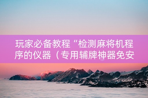 玩家必备教程“检测麻将机程序的仪器（专用辅牌神器免安装）