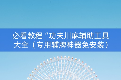 必看教程“功夫川麻辅助工具大全（专用辅牌神器免安装）