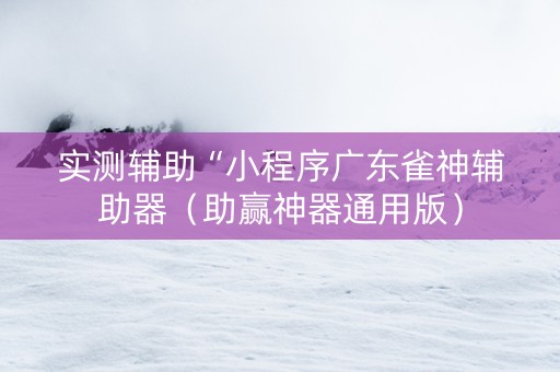 实测辅助“小程序广东雀神辅助器（助赢神器通用版）