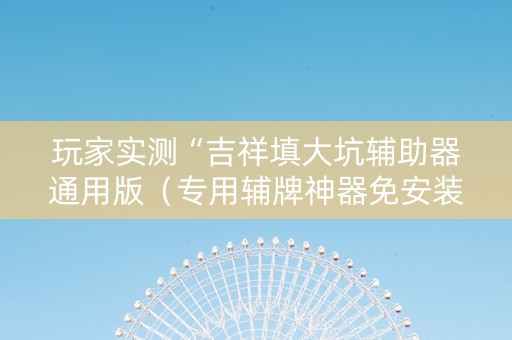 玩家实测“吉祥填大坑辅助器通用版（专用辅牌神器免安装）