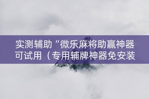 实测辅助“微乐麻将助赢神器可试用（专用辅牌神器免安装）