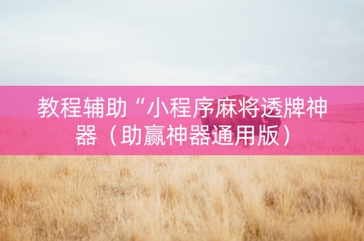 教程辅助“小程序麻将透牌神器（助赢神器通用版）