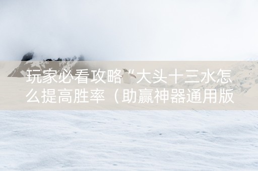 玩家必看攻略“大头十三水怎么提高胜率（助赢神器通用版）